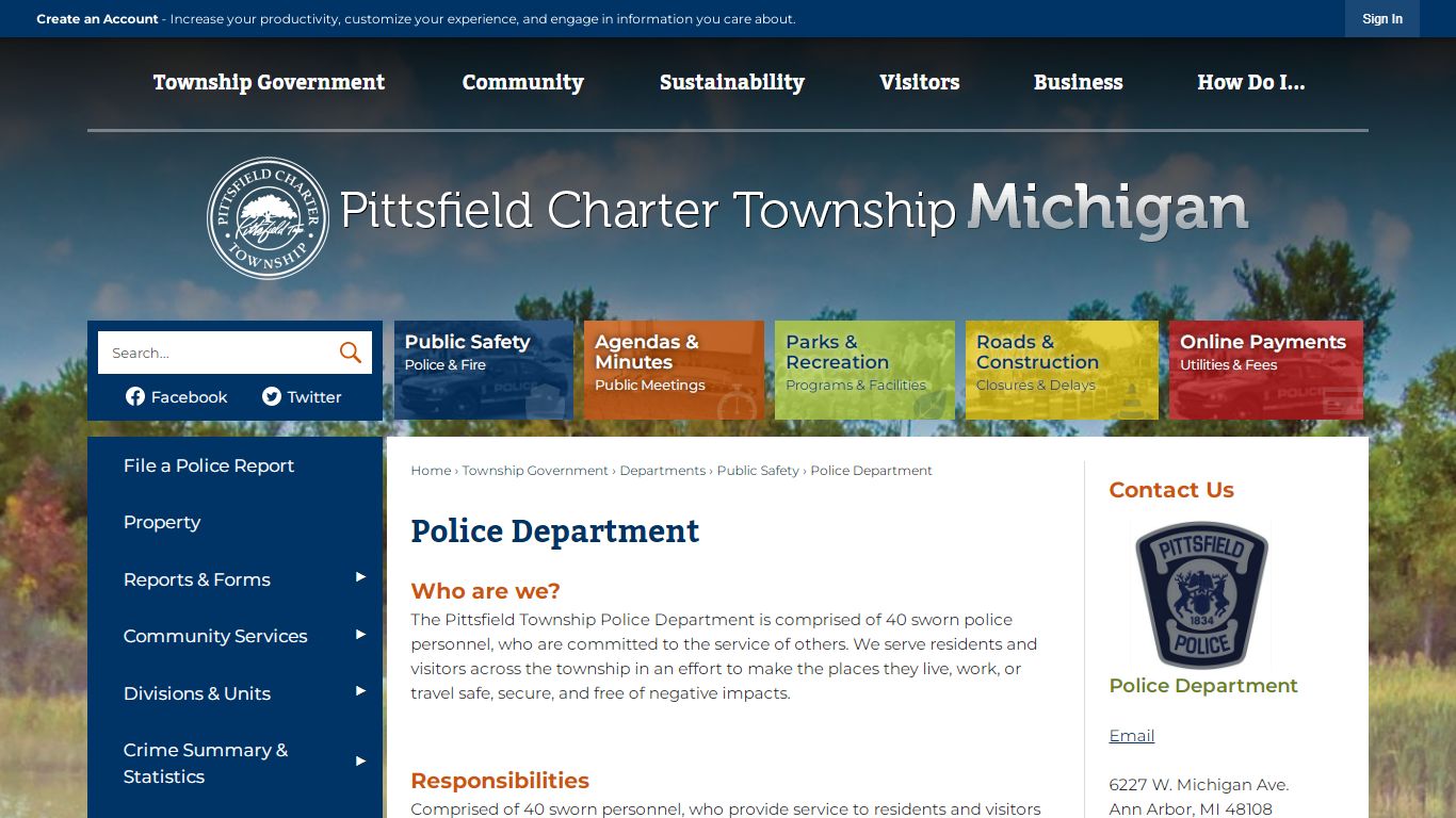 Police Department | Pittsfield Charter Township, MI - Official Website